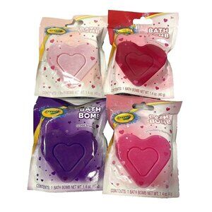 lot of 4 crayola heart shaped bath bombs strawberry cherry grape cotton candy